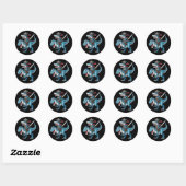Sticker Rond Shark Pirate équitation Dinosaure T Rex Enfants ga (Feuille)
