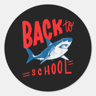 Sticker Rond Shark Retour À L'École Garçons Enseignant Étudiant
