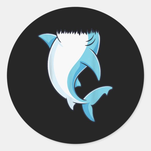 Sticker Rond Shark Shirt Adult Kids Men Women Shark Costume (Devant)