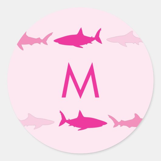 Sticker Rond Sharks roses mignonette Nom de l'enfant Enveloppe (Devant)