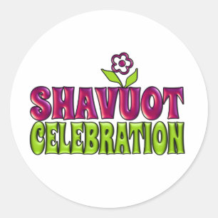 Sticker Rond Shavuot Fête fun Salutation avec fleur