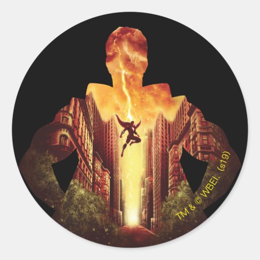 Sticker Rond SHAZAM ! | Shazam Sunset Silhouette (Devant)