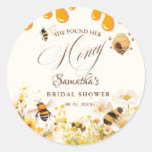 Sticker Rond She found her honey Bee bridal shower (Devant)