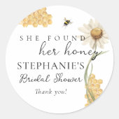 Sticker Rond She Found Her Honey Personalized Bridal Shower (Devant)