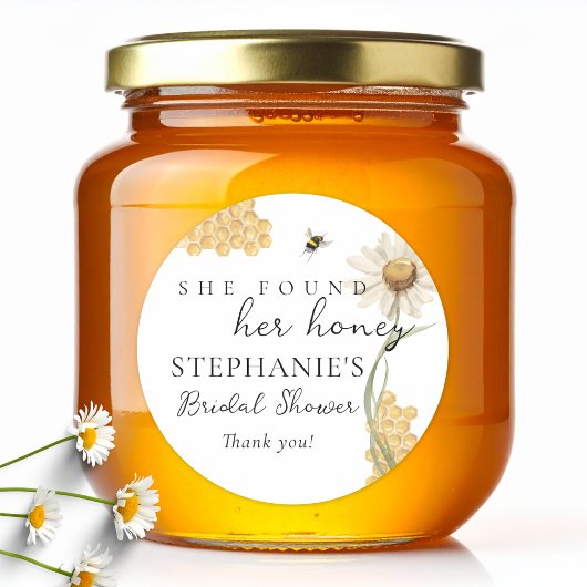 Sticker Rond She Found Her Honey Personalized Bridal Shower
