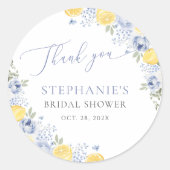 Sticker Rond She Found Her Main Squeeze Lemon Bridal Shower (Devant)