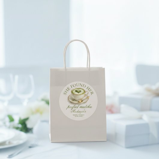 Sticker Rond She Found Her Perfect Matcha Bridal Shower 
