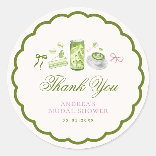 Sticker Rond She Found Her Perfect Matcha Bridal Shower Favor (Devant)