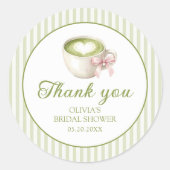 Sticker Rond She Found Her Perfect Matcha Green Bridal Shower (Devant)