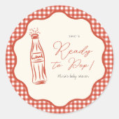 Sticker Rond She’s ready to pop baby shower (Devant)