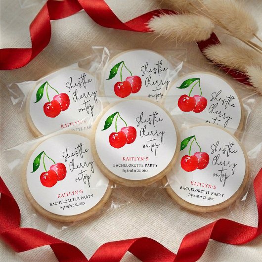 Sticker Rond She’s the Cherry on Top Bachelorette Party Favor