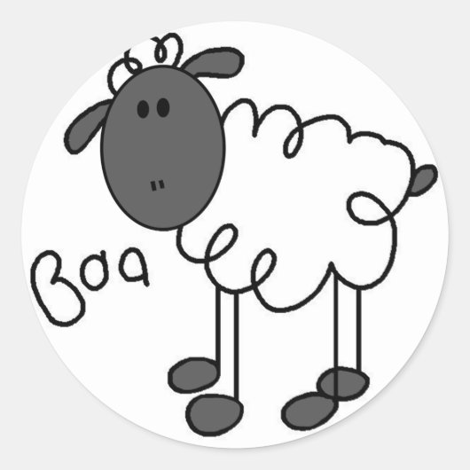 Sticker Rond Sheep dit des t-shirts et des cadeaux Baa (Devant)