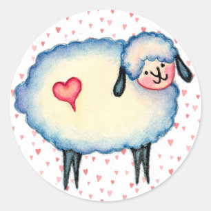 Sticker Rond SHEEP DU COEUR par SHARON SHARPE