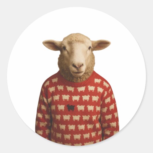 Sticker Rond Sheep Wearing Black Sheep Sweater (Devant)