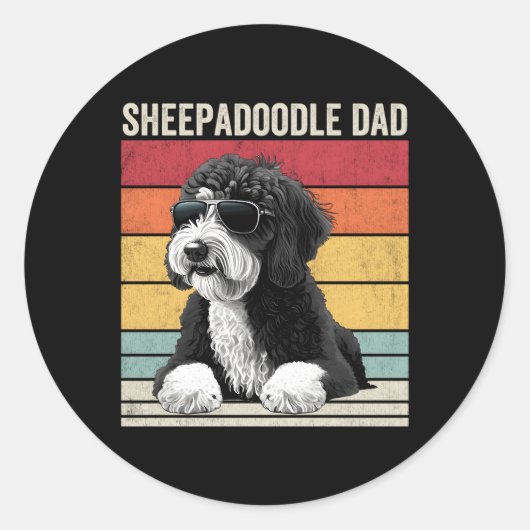 Sticker Rond Sheepadoodle Papa (Devant)