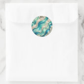 Sticker Rond SHEKAR ~ Bleu BRILLANT Blanc Abstrait ~ (Sac)