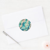 Sticker Rond SHEKAR ~ Bleu BRILLANT Blanc Abstrait ~ (Enveloppe)