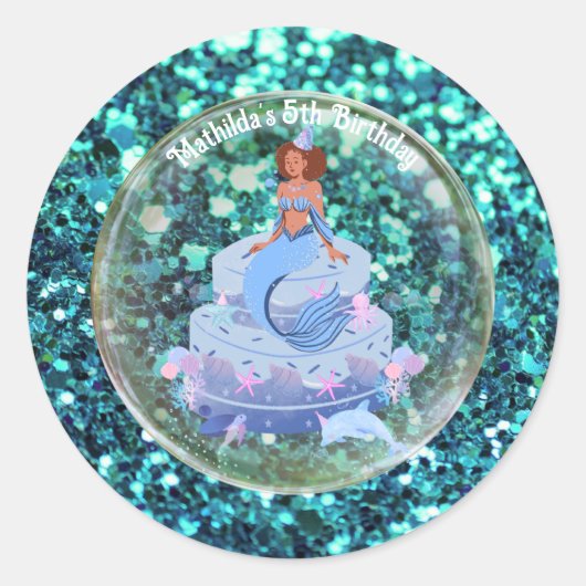 Sticker Rond Shell-ebrate ! mermaid thème (Devant)
