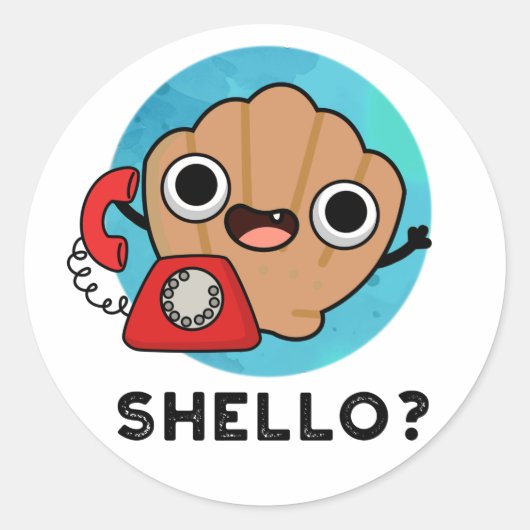 Sticker Rond Shello Funny Sea Shell Pun (Devant)