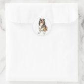 Sticker Rond Sheltie Heureux (Sac)