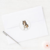 Sticker Rond Sheltie Heureux (Enveloppe)