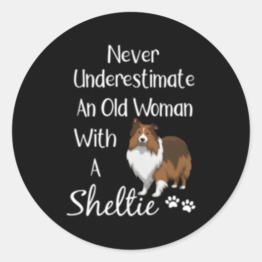 Sticker Rond Sheltie Old et Sheltie Sheltie Maman (Devant)
