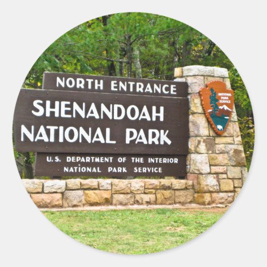 Sticker Rond Shenandoah National Park Panneau d'entrée Nord (Devant)