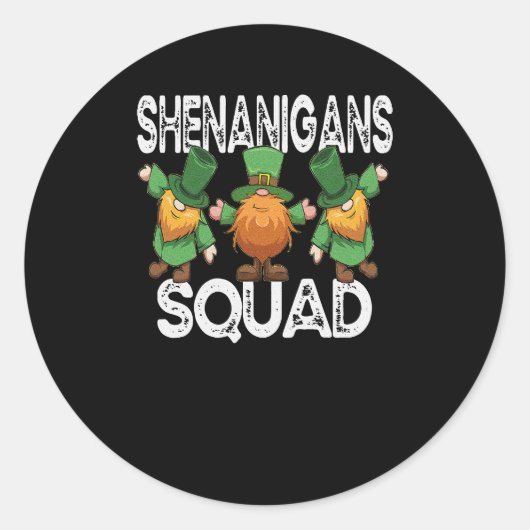 Sticker Rond Shenanigans Squad Jour de la Saint Patrick Gnomes  (Devant)