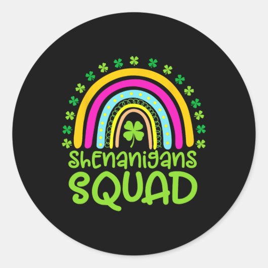 Sticker Rond Shenanigans Squad Joyeux St Patrick's Day Rainbow (Devant)