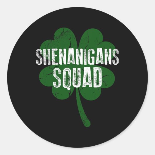 Sticker Rond Shenanigans Squad Saint Patricks Day (Devant)