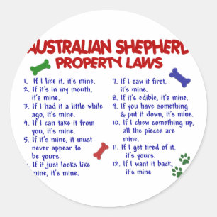 Sticker Rond SHEPHERD AUSTRALIEN Lois sur la propriété 2