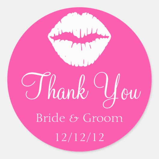 Sticker Rond Sherbet framboise rose et Merci de lèvres blanches (Devant)