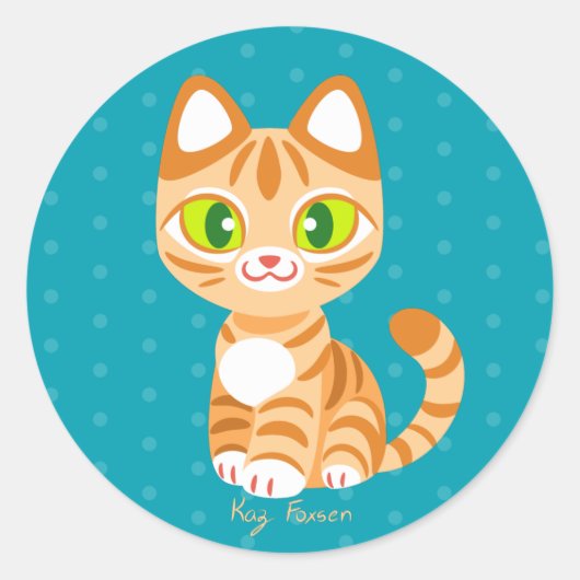 Sticker Rond Sherbet le chat Tabby Orange (Devant)