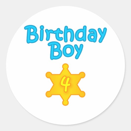 Sticker Rond Sheriff Birthday Boy 4 (Devant)