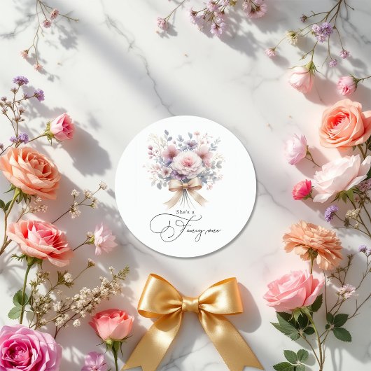 Sticker Rond "She's a Fancy One" Rose Floral 1er anniversaire f