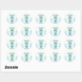 Sticker Rond She's Ready to Pop Baby Shower Blue Soda Thank you (Feuille)