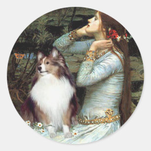 Sticker Rond Shetland Sheepdog 18 - Ophelia Siège