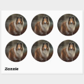 Sticker Rond Shetland Sheepdog Halloween effrayant (Feuille)