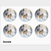 Sticker Rond Shetland Sheepdog Laisser neiger Noël (Feuille)