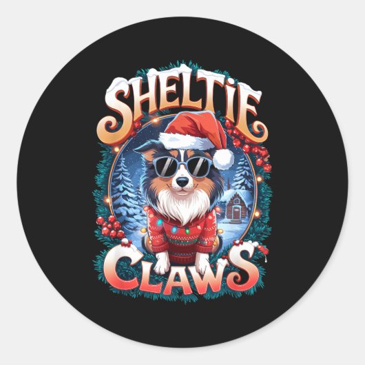 Sticker Rond Shetland Sheepdog Owner Costume Sheltie Claws Chri (Devant)