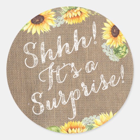 Sticker Rond Shhh C'est une surprise Sunflowers Envelope Seals (Devant)