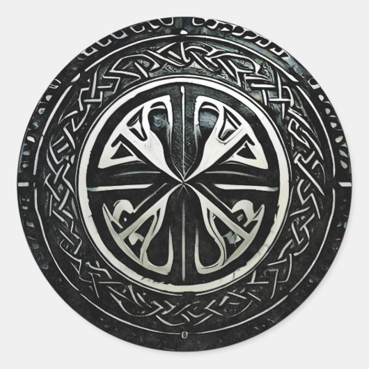 Sticker Rond Shields up, la façon viking de faire face au monde (Devant)