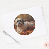 Sticker Rond Shih Tzu à l'automne Feuilles automne Inspire (Enveloppe)