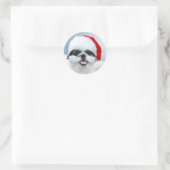 Sticker Rond Shih Tzu à Santa hat (Sac)