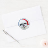 Sticker Rond Shih Tzu à Santa hat (Enveloppe)