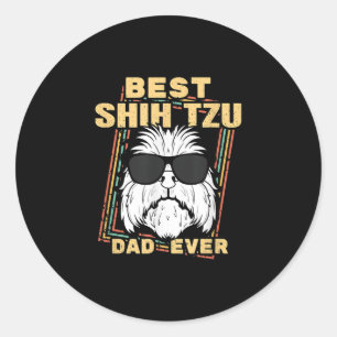 Sticker Rond Shih Tzu Best Shih Tzu Papa Jamais