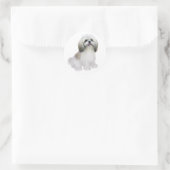 Sticker Rond Shih Tzu - Blanc avec gris-tan (Sac)