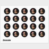 Sticker Rond Shih Tzu Dog Christmas Lights Santa Hat Dog Lover (Feuille)