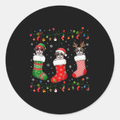 Sticker Rond Shih Tzu Dog Christmas Socks Santa Elf Reindeer Xm (Devant)