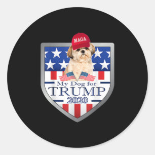 Sticker Rond Shih Tzu Lover   My Shih Tzu Trump